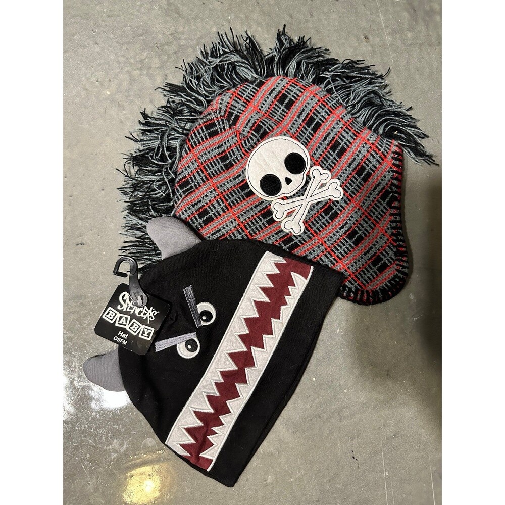 NEW Toddler Baby Infant Fuzzy Warm Monster Mowhawk Skull Goth Punk Hats Bundle